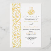 Chic Ornate Floral Gold Islamic Wedding Folie Uitnodiging (Voorkant)