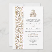 Chic Ornate Floral Gold Islamic Wedding Kaart (Voorkant)