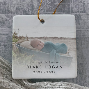 Chic Our Angel in Heaven Baby Foto Memorial Keramisch Ornament