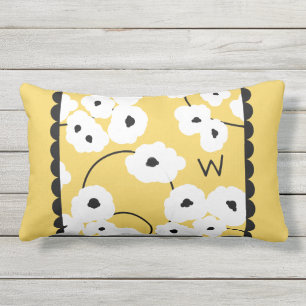 CHIC OUTDDEUR PILLOW_MOD WHITE & ZWARTE POPPIEN BUITENKUSSEN