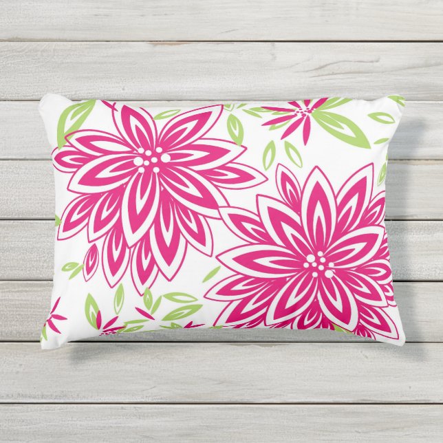 CHIC OUTDEUR PILLOW_ HOT PINK FLORAL BUITENKUSSEN (Voorkant)