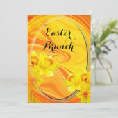 Chic Ovaal Narcissus Abstract Pasen Brunch Kaart (Staand voorkant)