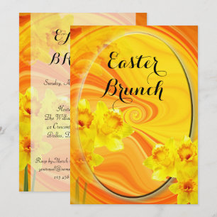 Chic Ovaal Narcissus Abstract Pasen Brunch Kaart