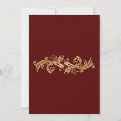 Chic Oxblood and Gold Wedding Invitation Kaart (Achterkant)