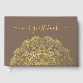 Chic paar Initialen Floral Mandala Gold Gastenboek (Voorkant)