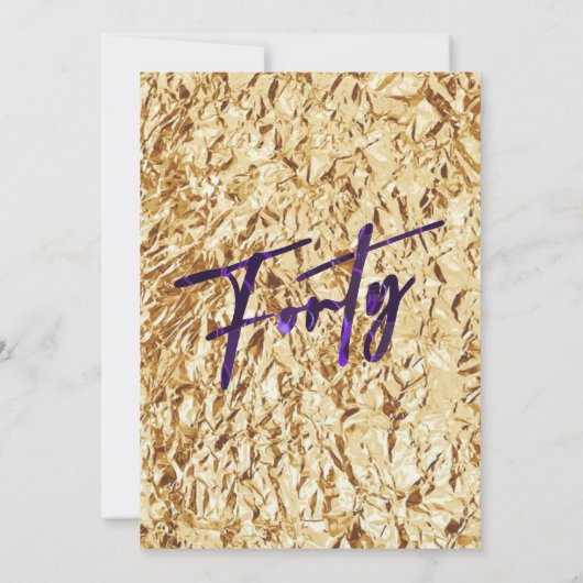 Chic Paars 40e verjaardag Veertig uitnodiging (Achterkant)