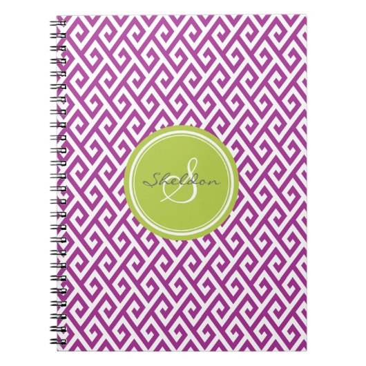 Chic paars abstract geometrisch monogram notitieboek (Voorkant)