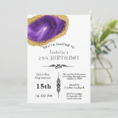 Chic Paars Agate Gold Gilded for Birthday Kaart (Staand voorkant)