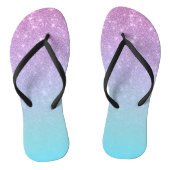 Chic Paars Blue Glitter Ombre Gradiënt Teenslippers (Voetbed)