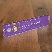 Chic Paars Custom Logo Photo Moderne Professional Naambordje (Zijkant)