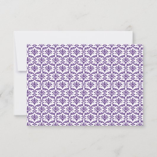 Chic Paars Damask Bat Mitzvah RSVP (Achterkant)