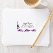 Chic Paars Damask Vlourish Border Etiket (Insitu)