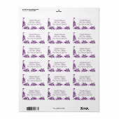 Chic Paars Damask Vlourish Border Etiket (Full Sheet)