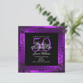 Chic Paars Decorative Framed 50th Birthday Kaart (Staand voorkant)