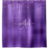 Chic Paars Driving Glitter Brusal Monogram Douchegordijn (Voorkant)