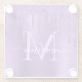 Chic Paars Driving Glitter Brusal Monogram Glazen Onderzetter (Achterkant)