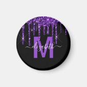 Chic Paars Driving Glitter Brusal Monogram Magneet (Voorkant)