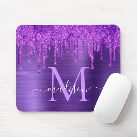 Chic Paars Driving Glitter Brusal Monogram Muismat (Met muis)