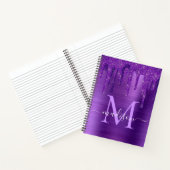 Chic Paars Driving Glitter Brusal Monogram Notitieboek (Binnen)
