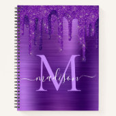 Chic Paars Driving Glitter Brusal Monogram Notitieboek (Voorkant)