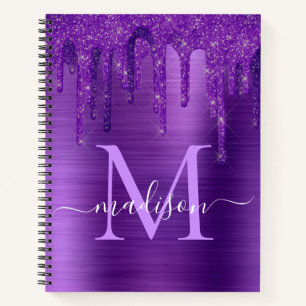 Chic Paars Driving Glitter Brusal Monogram Notitieboek