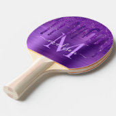 Chic Paars Driving Glitter Brusal Monogram Tafeltennisbatje (Voorkant Gekanteld)