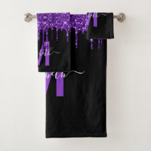 Chic Paars Driving Glitter Monogram Naam