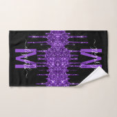 Chic Paars Driving Glitter Monogram Naam Bad Handdoek (Handdoek)