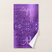 Chic Paars Driving Glitter Monogram Naam Bath aan Bad Handdoek (Handdoek)