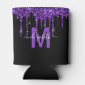 Chic Paars Driving Glitter Monogram Naam Blikjeskoeler (Achterkant)