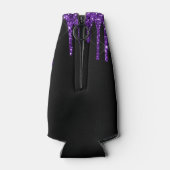 Chic Paars Driving Glitter Monogram Naam Flesjeskoeler (Achterkant)