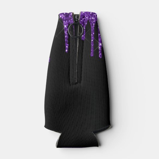 Chic Paars Driving Glitter Monogram Naam Flesjeskoeler (Achterkant)