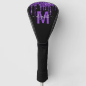 Chic Paars Driving Glitter Monogram Naam Golfheadcover (Voorkant)