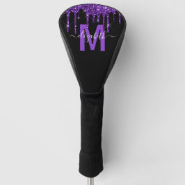 Chic Paars Driving Glitter Monogram Naam Golfheadcover