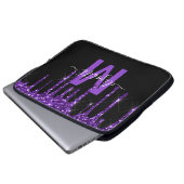 Chic Paars Driving Glitter Monogram Naam Laptop Sleeve (Voorkant onderkant)