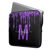 Chic Paars Driving Glitter Monogram Naam Laptop Sleeve (Voorkant Links)