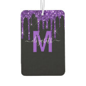 Chic Paars Driving Glitter Monogram Naam Luchtverfrisser (Achterkant)
