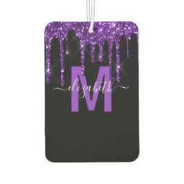 Chic Paars Driving Glitter Monogram Naam Luchtverfrisser