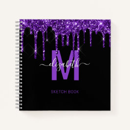 Chic Paars Driving Glitter Monogram Naam Notitieboek