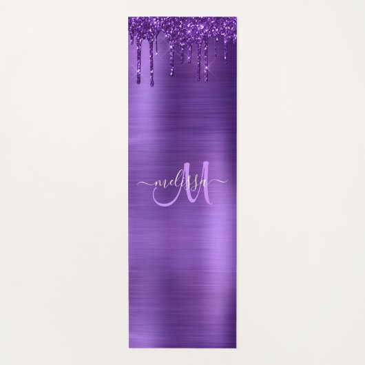 Chic Paars Driving Glitter Monogram Naam Yogamat (Voorkant)