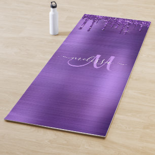 Chic Paars Driving Glitter Monogram Naam Yogamat