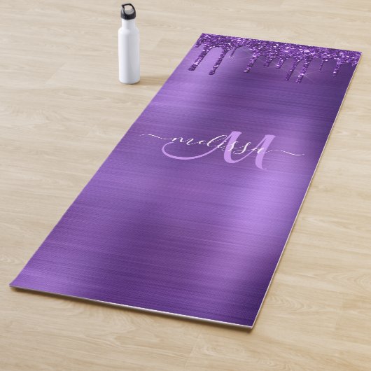 Chic Paars Driving Glitter Monogram Naam Yogamat (In situ)