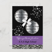 chic paars dubbel foto Afstuderen Kaart (Voorkant / Achterkant)