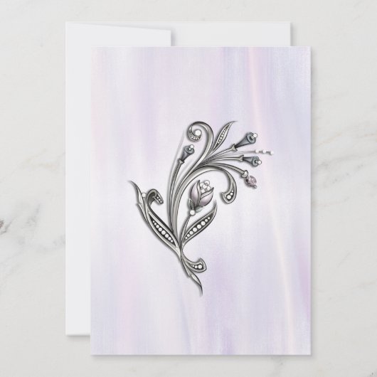 Chic Paars en Silver Quinceañera Uitnodiging (Achterkant)