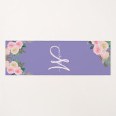 Chic Paars Floral - Aangepaste monogram Yogamat (Voorkant (horizontaal))