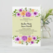Chic Paars Floral Engagement Party Kaart (Staand voorkant)