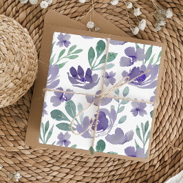 Chic Paars Floral & Foliage Waterverf Patroon Inpakpapier Vel