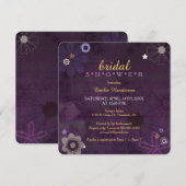 Chic Paars Floral Vrijgezellenfeest Kaart (Voorkant / Achterkant)