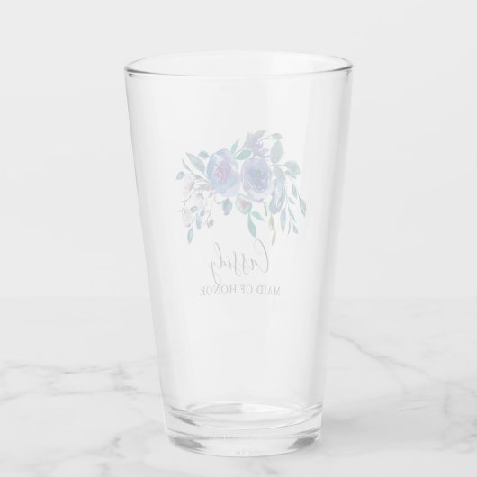 Chic Paars Floral Wedding Monogram Bridesmaid Glas (Achterkant)