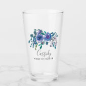 Chic Paars Floral Wedding Monogram Bridesmaid Glas (Voorkant)